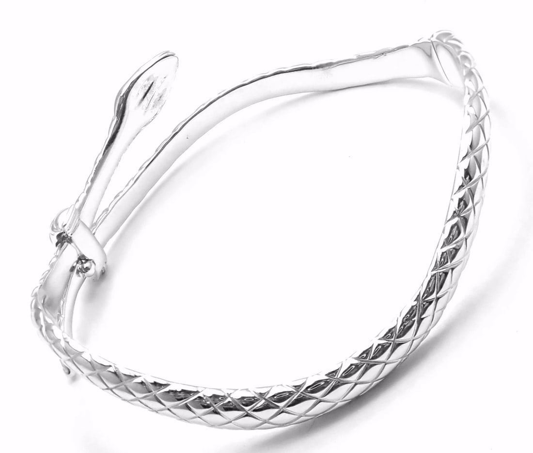 Rare! Authentic Tom Ford 18k White Gold Diamond Snake Bangle Bracelet - 5
