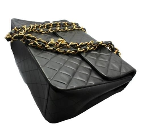 1995 Chanel Jumbo XL Maxi Black Quilted Lambskin Single Flap Handbag Purse - 4