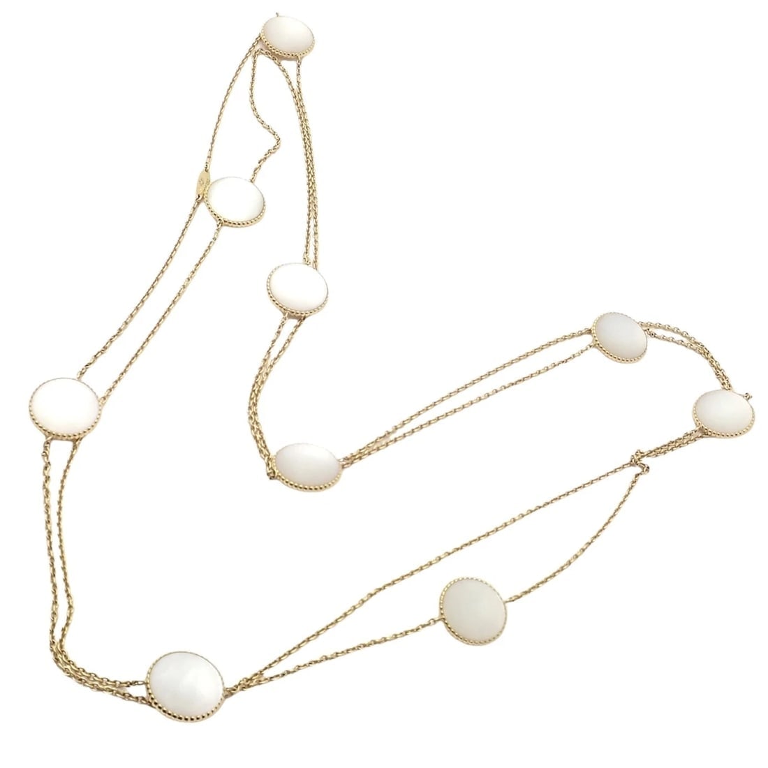Christian Dior 18k Gold Rose De Vents Mother Of Pearl Diamond 42" Long Necklace - 3