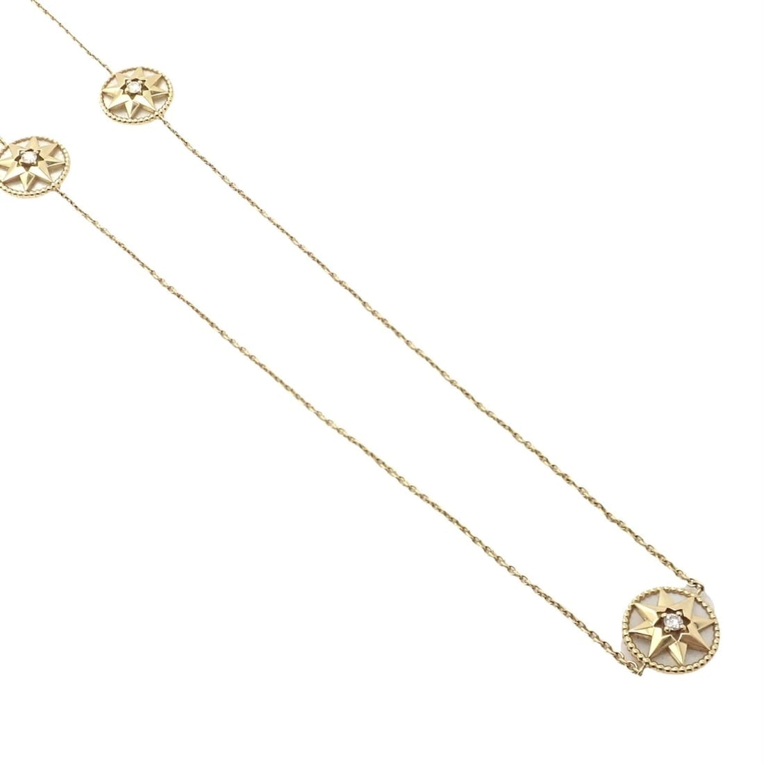 Christian Dior 18k Gold Rose De Vents Mother Of Pearl Diamond 42" Long Necklace - 4