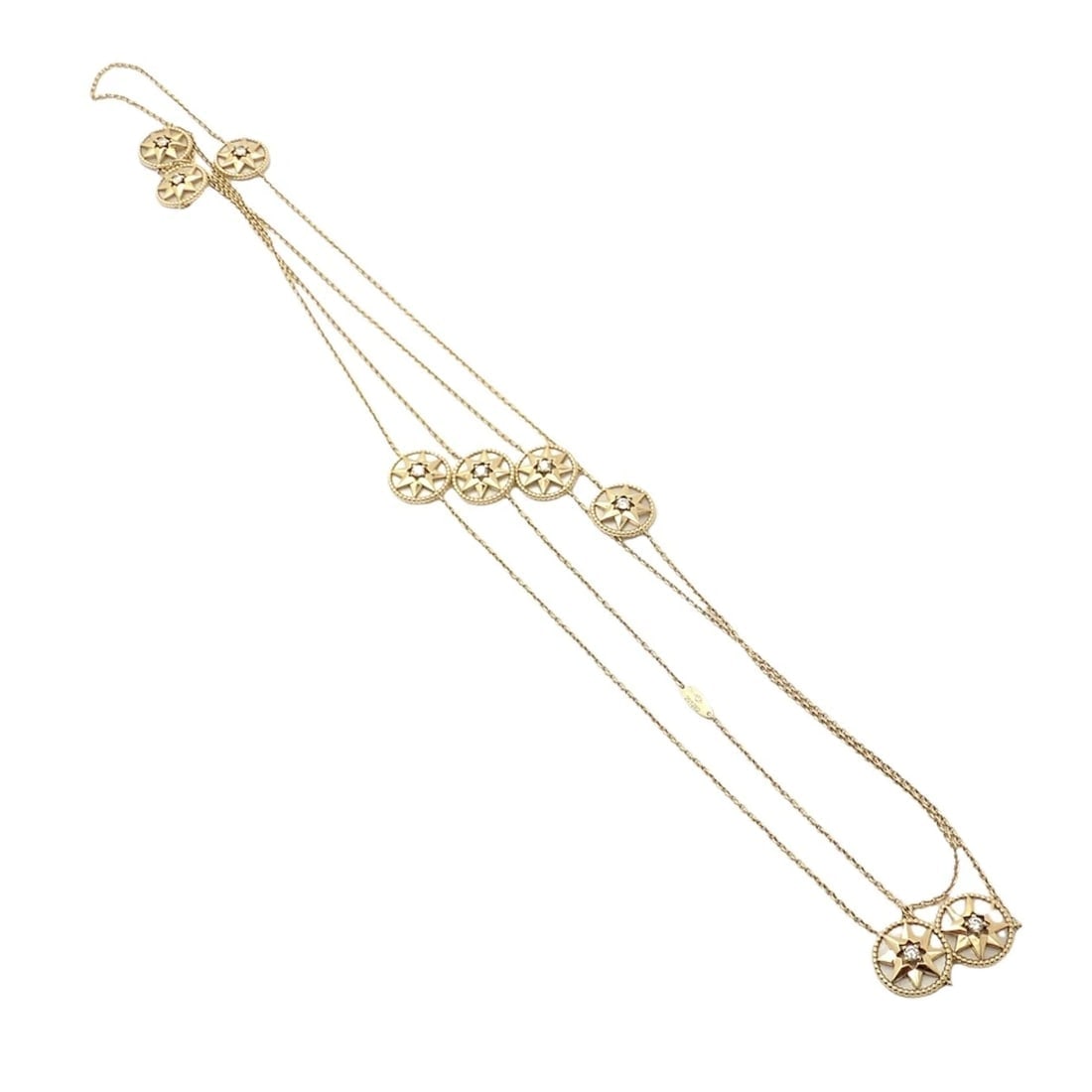 Christian Dior 18k Gold Rose De Vents Mother Of Pearl Diamond 42" Long Necklace - 9