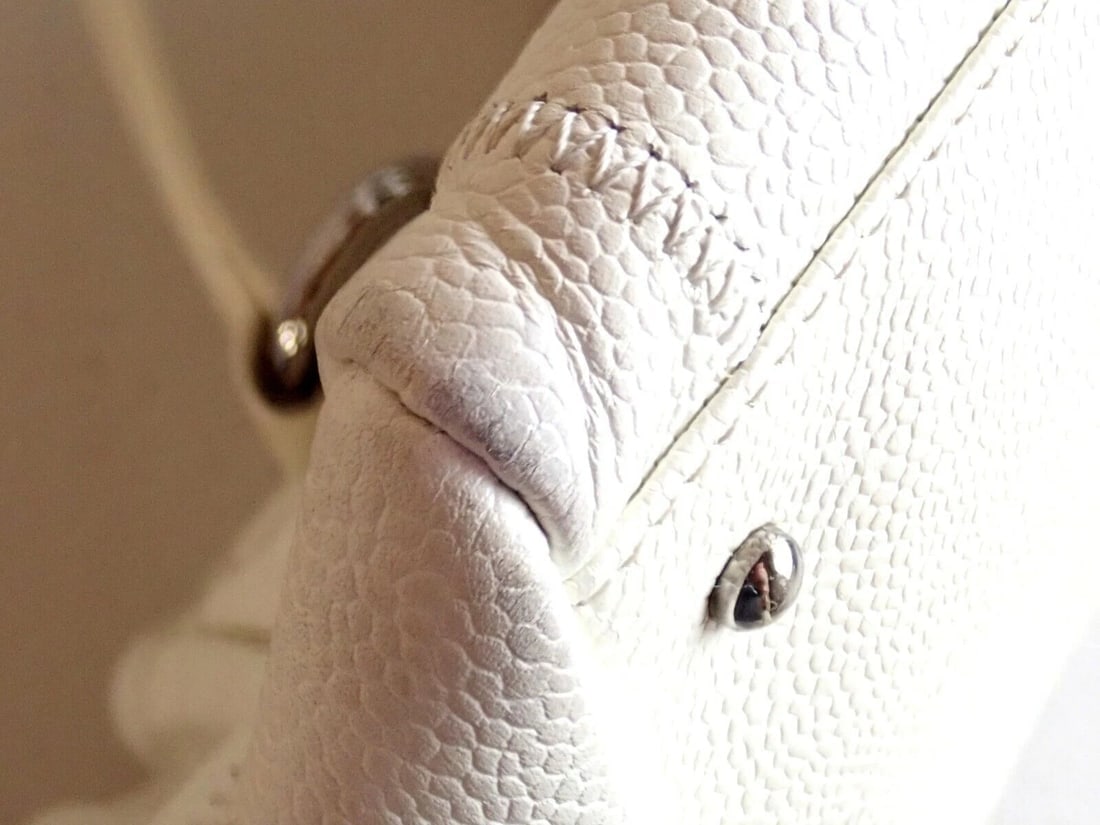 WOW! AUTHENTIC 2005 CHANEL LAX SQUARE STITCH CREAM CAVIAR LEATHER HANDBAG - 11