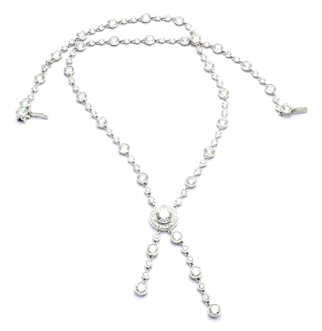 Tiffany & Co Jazz Platinum 8.75ct Diamond Lariat Drop Necklace - 10