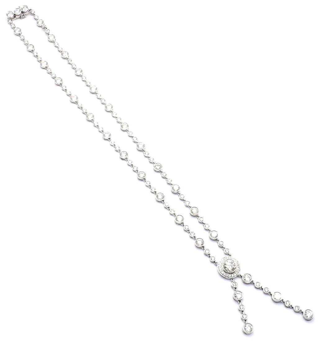 Tiffany & Co Jazz Platinum 8.75ct Diamond Lariat Drop Necklace - 6