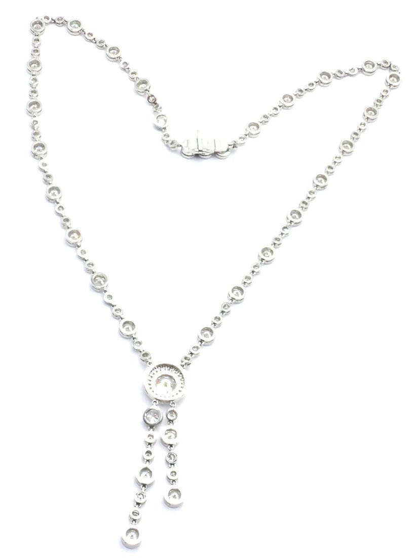 Tiffany & Co Jazz Platinum 8.75ct Diamond Lariat Drop Necklace - 8