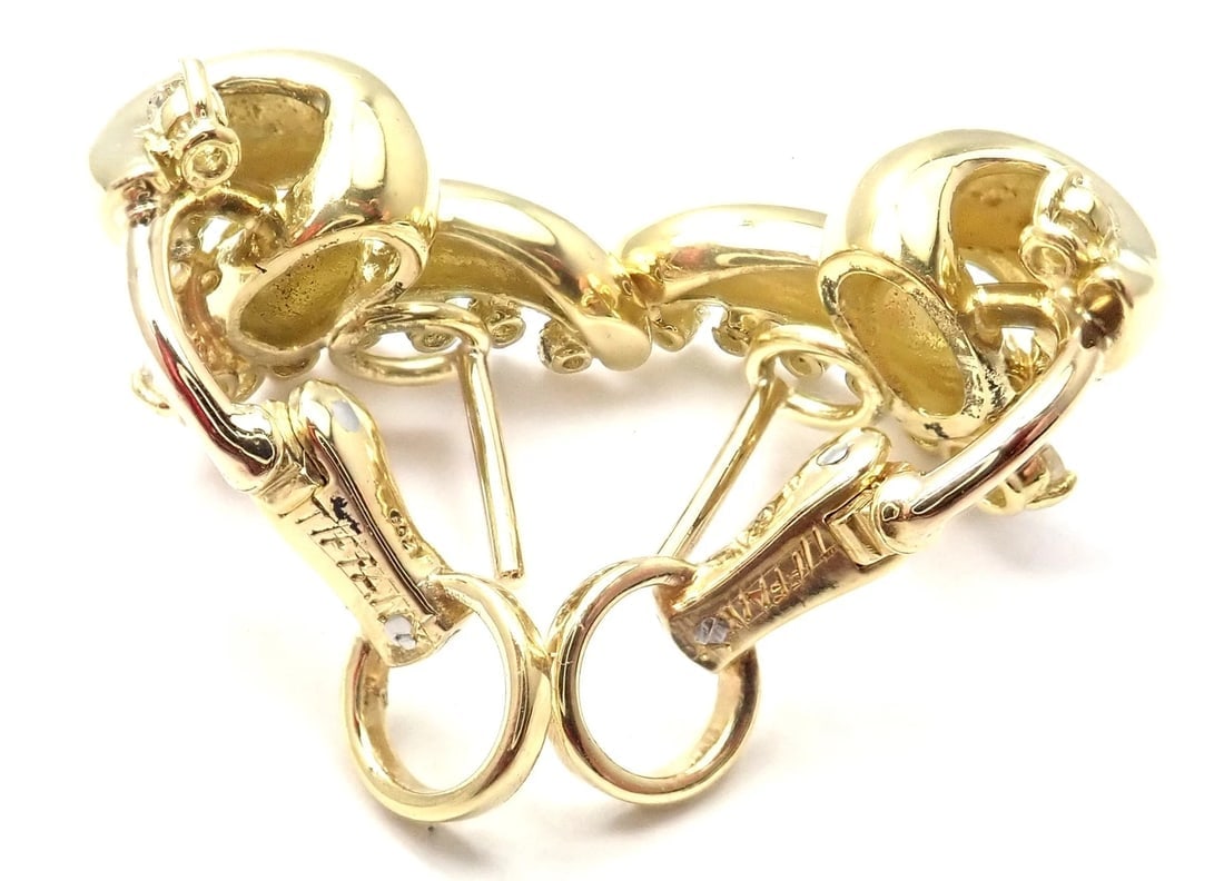 Rare! Authentic Tiffany & Co 18k Yellow Gold Diamond Swirl Earrings - 9