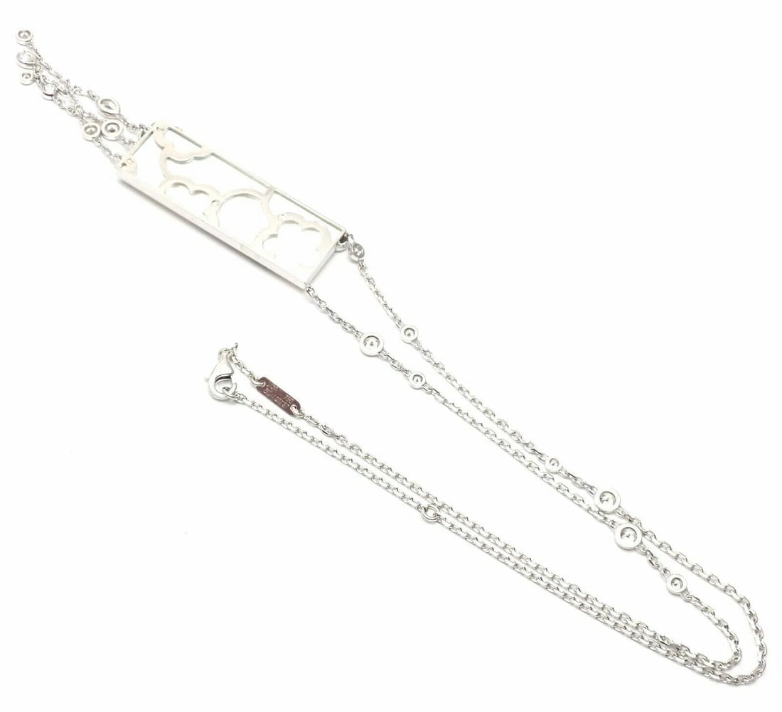 Authentic! Van Cleef & Arpels Miroir Des Eaux 18k Gold Diamond MOP Necklace - 11