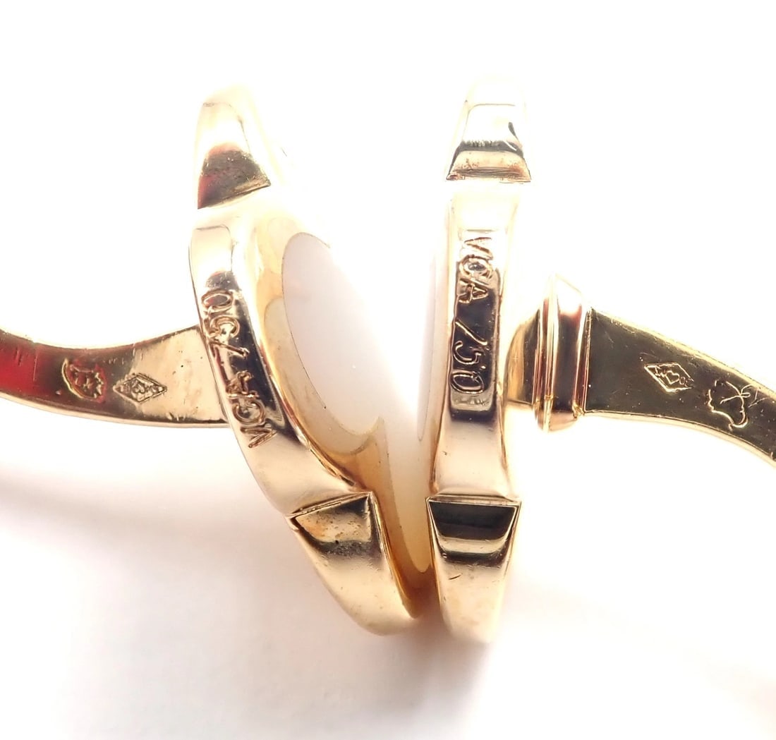 Van Cleef & Arpels 18k Yellow Gold Pure Alhambra Mother Of Pearl Cufflinks Cert. - 6