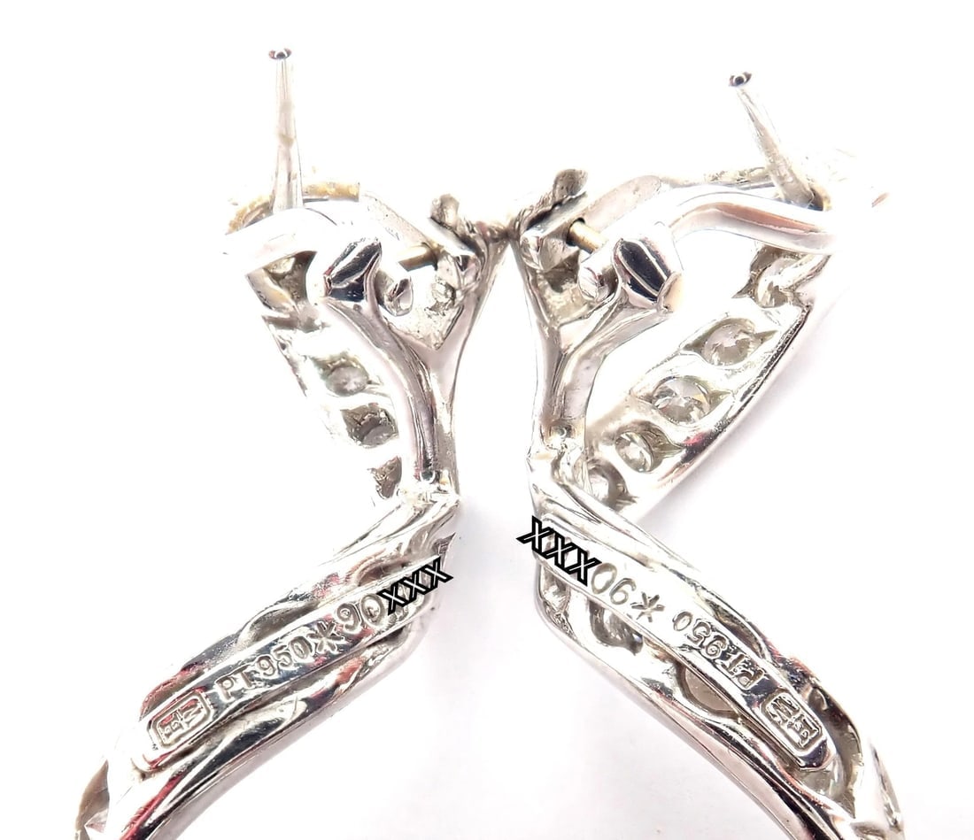 Authentic! Harry Winston Platinum Diamond Twisted Long Hanging Drop Earrings - 17