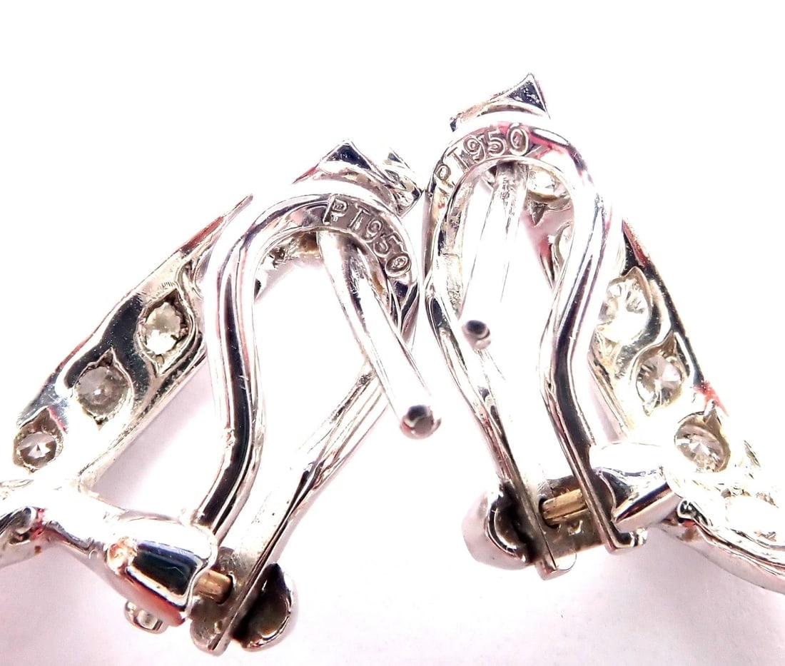 Authentic! Harry Winston Platinum Diamond Twisted Long Hanging Drop Earrings - 20
