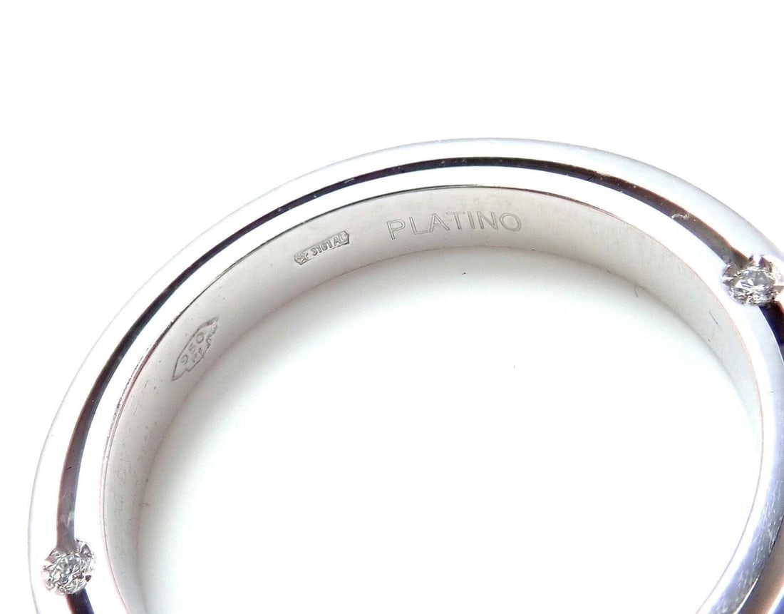 Rare! Authentic Damiani Brad Pitt Platinum 4 Diamond 3mm Band Ring Sz 7 - 6