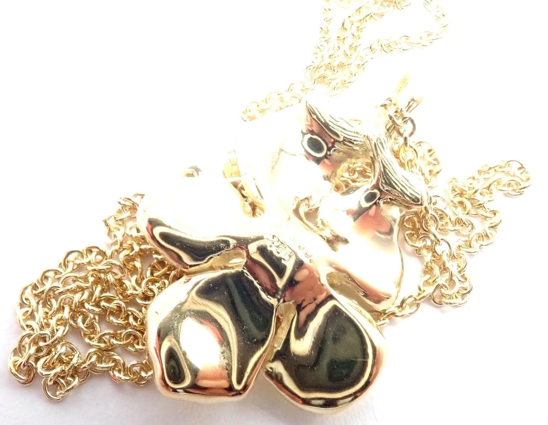 Authentic! Vintage Tiffany & Co 18K Yellow Gold Dogwood Flower Pendant Necklace - 11