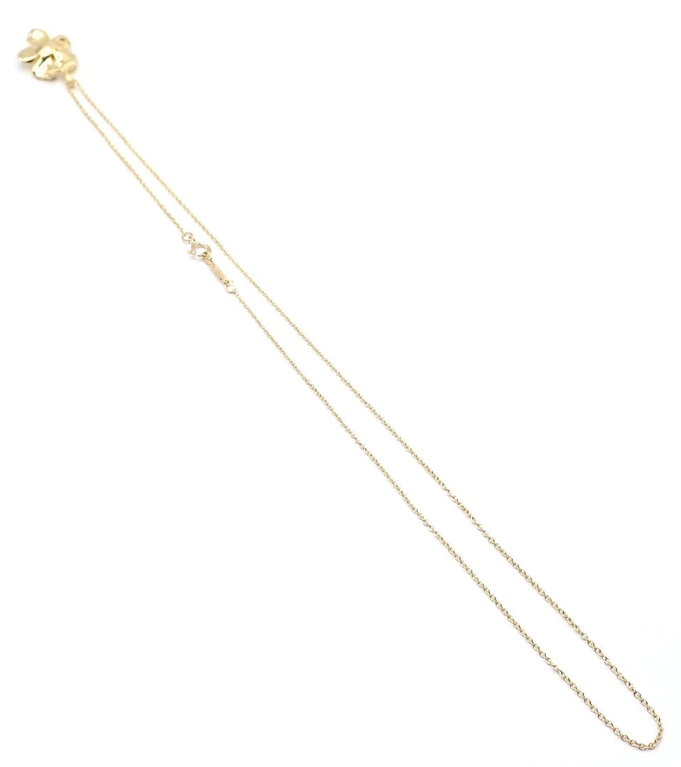 Authentic! Vintage Tiffany & Co 18K Yellow Gold Dogwood Flower Pendant Necklace - 13