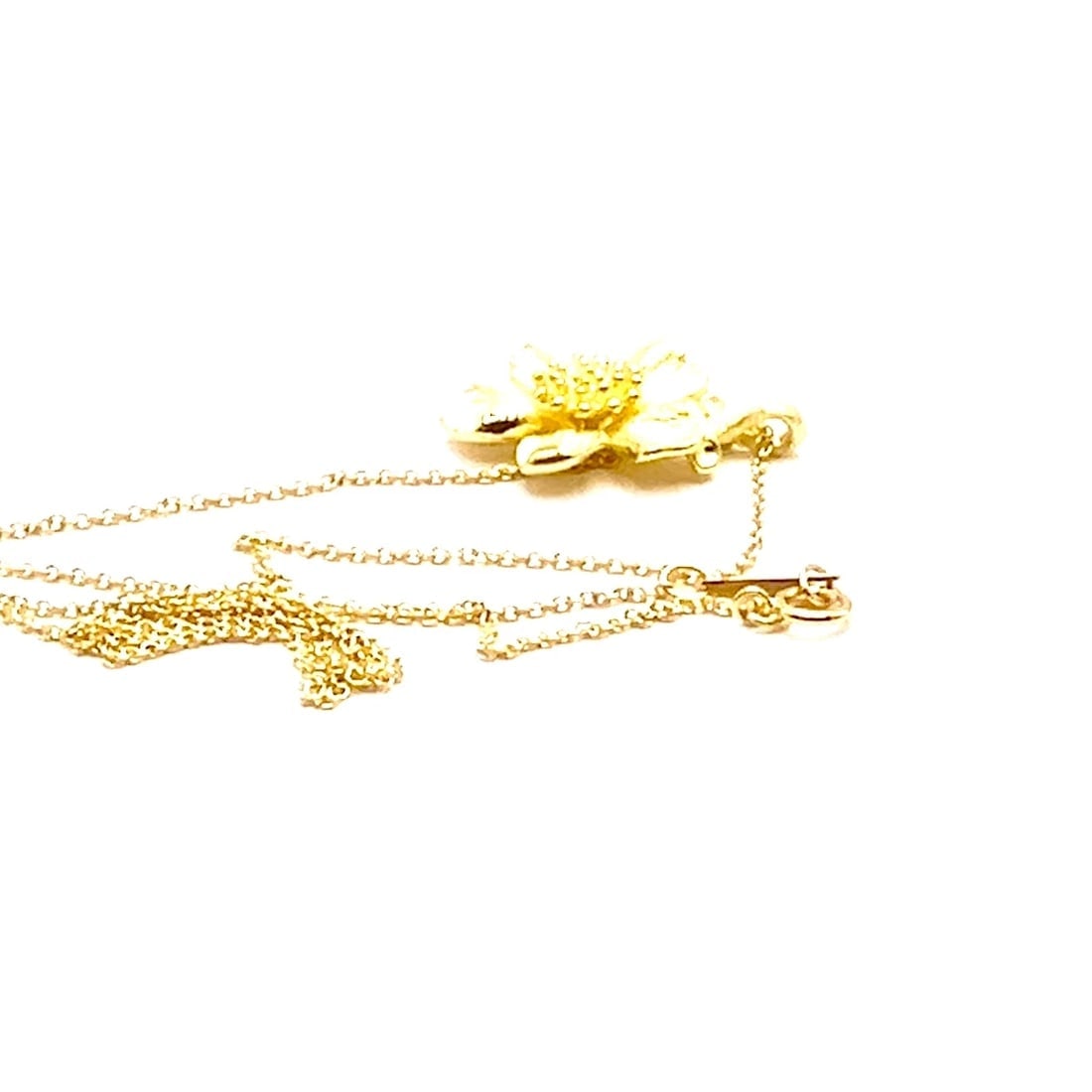 Authentic! Vintage Tiffany & Co 18K Yellow Gold Dogwood Flower Pendant Necklace - 2