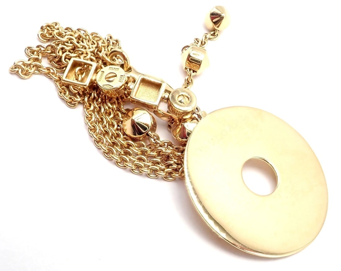 Authentic! Bulgari Bvlgari Lucea 18k Yellow Gold Round Pendant Necklace - 10
