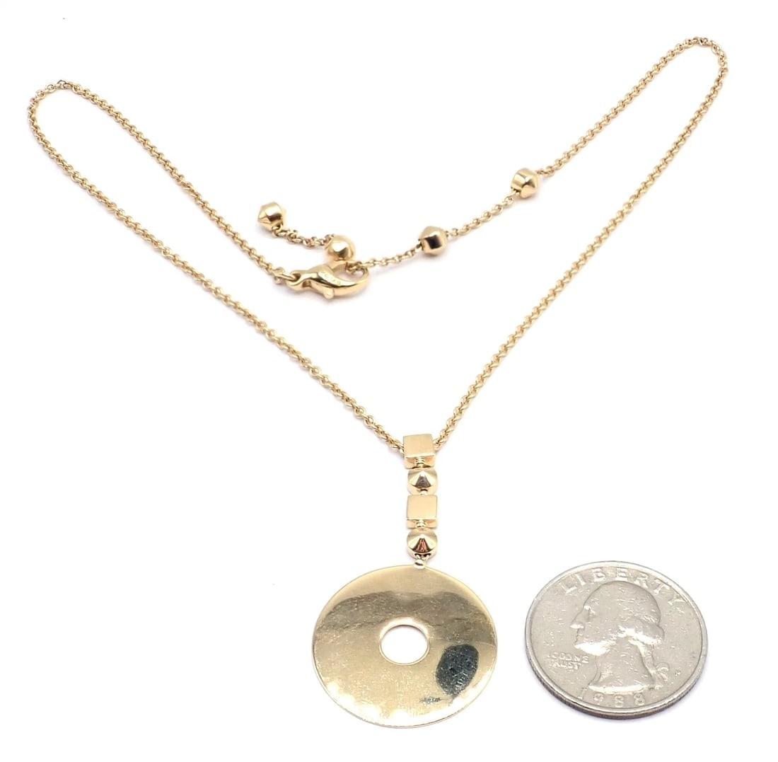 Authentic! Bulgari Bvlgari Lucea 18k Yellow Gold Round Pendant Necklace - 11