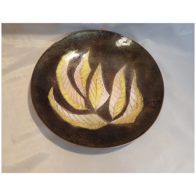 Beautiful Hand-Crafted Enameled Metal & Gold Foil Art Pottery Bowl - 3