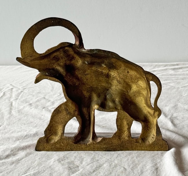 Cast Iron Painted Red Elephant Doorstop - 2