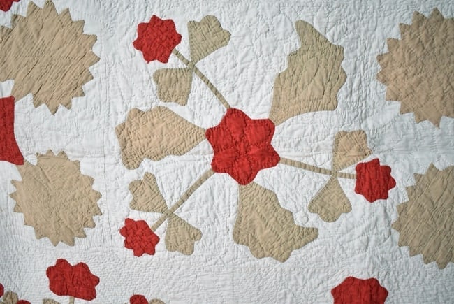 Well Quilted 1870's Floral Medallion Quilt - 4
