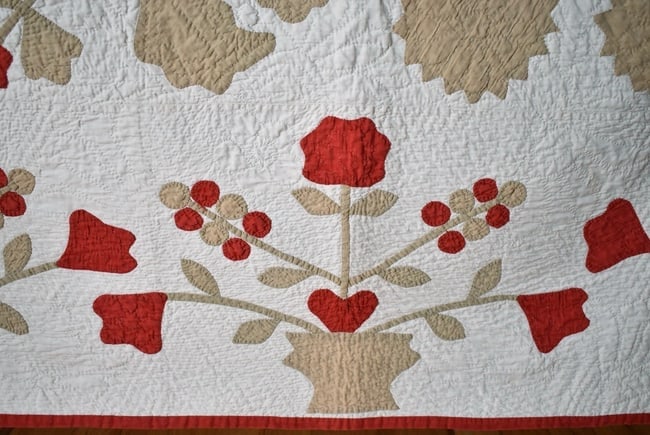 Well Quilted 1870's Floral Medallion Quilt - 6