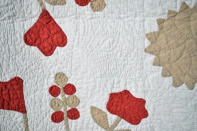 Well Quilted 1870's Floral Medallion Quilt - 7