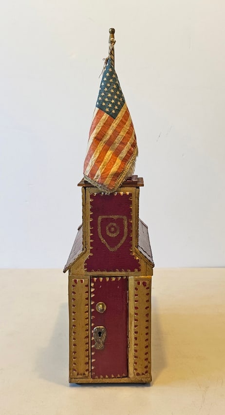 Patriotic Painted Tramp Art Bank American Flag - 2