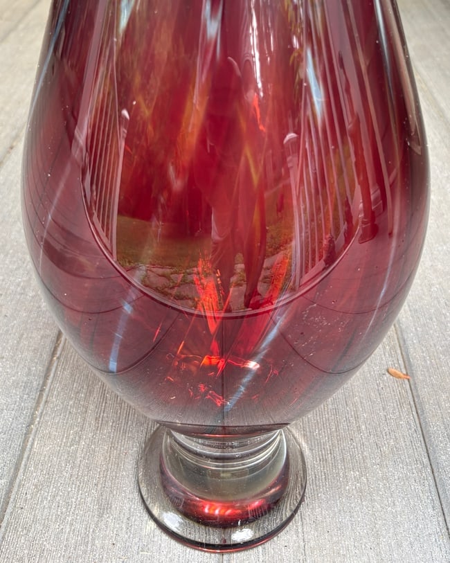 Monumental Signed Moshe Bursuker Ruby Art Glass Floor Vase, Dated 2009, 36 Inches - 4