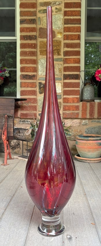 Monumental Signed Moshe Bursuker Ruby Art Glass Floor Vase, Dated 2009, 36 Inches - 6