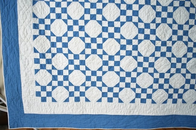 30's Blue & White Snowballs Quilt - 4