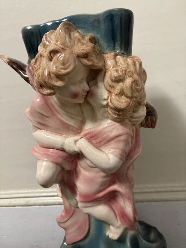 Terre D'Eclance Charenton Art Nouveau Pottery Cherub Majolica Unbrella Stand - 2