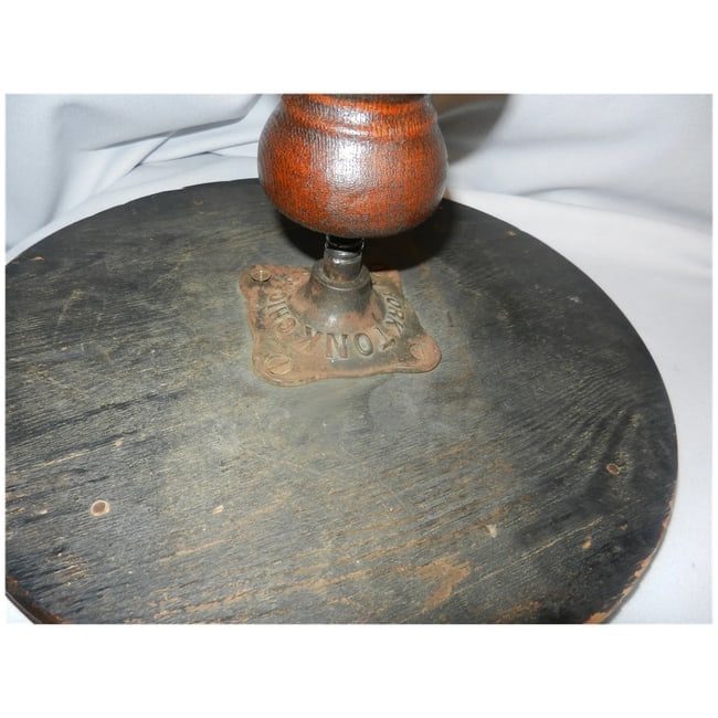 Antique TONK Piano Stool Chicago NYC Solid Wood Adjustable Seat - 7