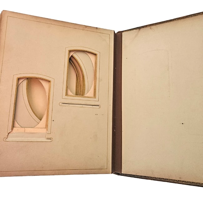 Vintage Leather-bound Empty Photo Album with Floral Cover Circa 1880s to the 1890s. - 5