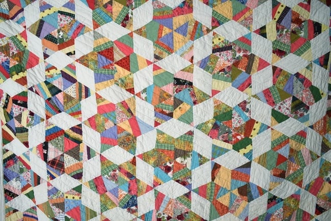 40's Strip Stars Antique Quilt - 2