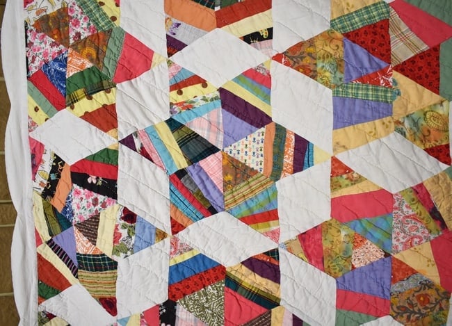 40's Strip Stars Antique Quilt - 3