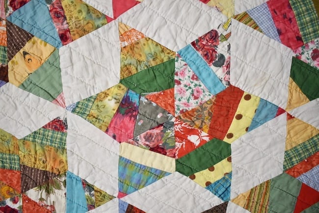 40's Strip Stars Antique Quilt - 4