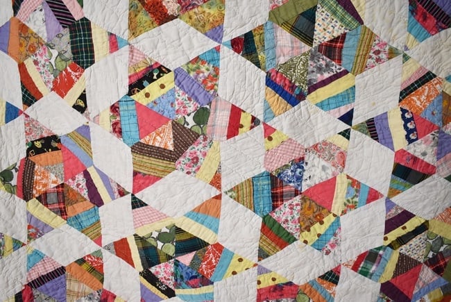 40's Strip Stars Antique Quilt - 5
