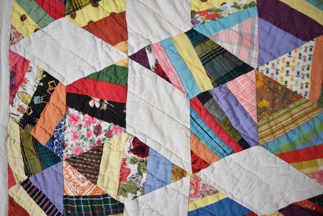 40's Strip Stars Antique Quilt - 6