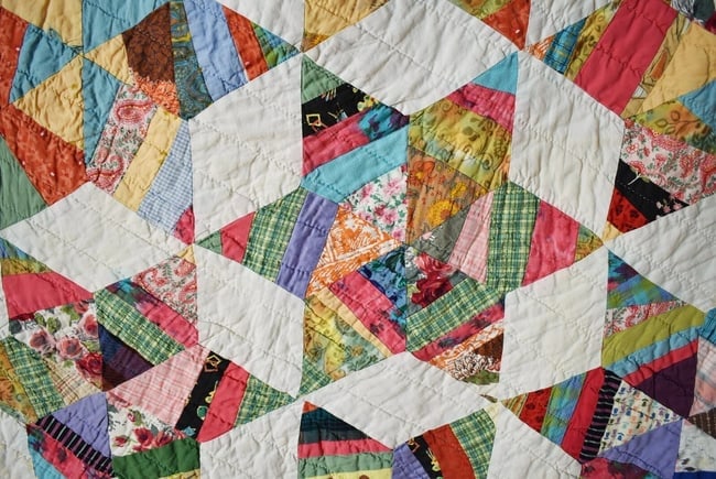 40's Strip Stars Antique Quilt - 7