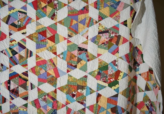 40's Strip Stars Antique Quilt - 8