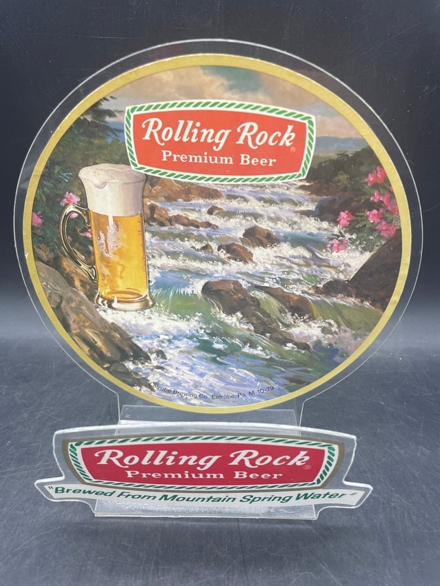 Rare 1979 Rolling Rock Premium Beer Acrylic Napkin Holder Display Latrobe PA - 3