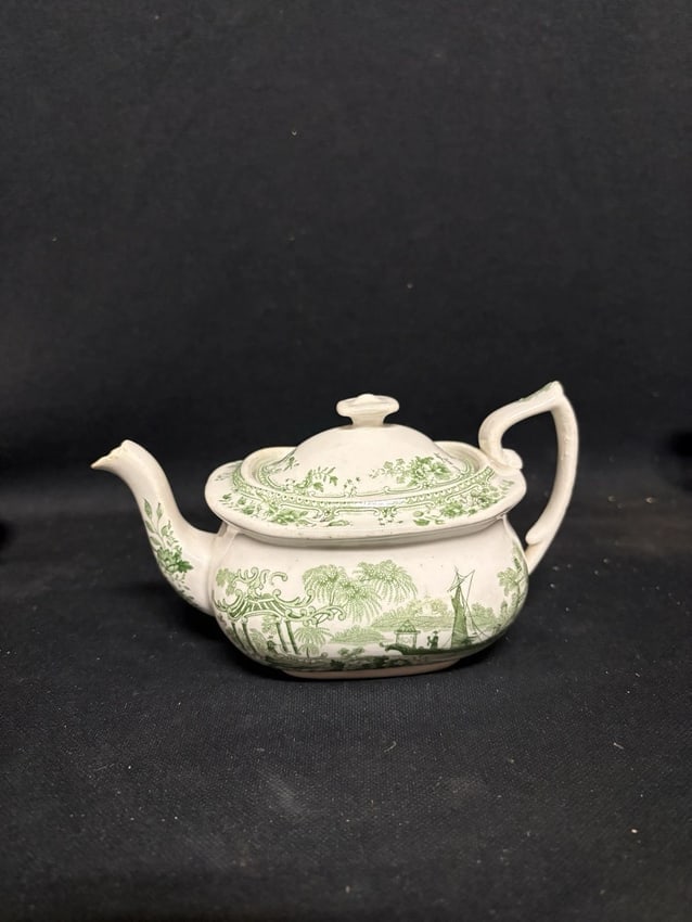 12pc Green Japonica Staffordshire Childs Tea Set - 2
