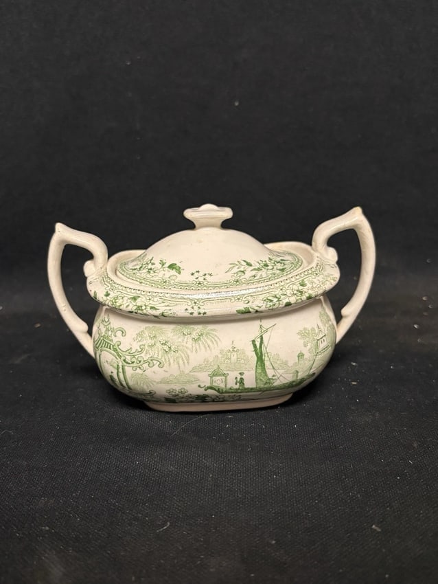 12pc Green Japonica Staffordshire Childs Tea Set - 3