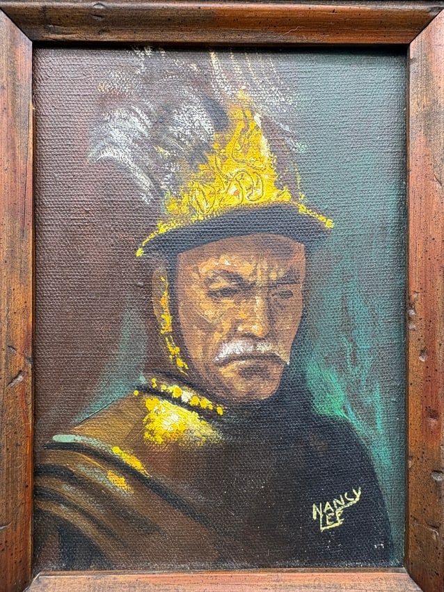 Signed Nancy Lee Framed Oil Portrait Painting of Historical Military Figure - 2