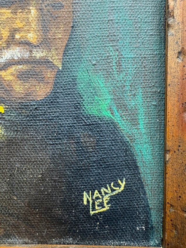 Signed Nancy Lee Framed Oil Portrait Painting of Historical Military Figure - 3