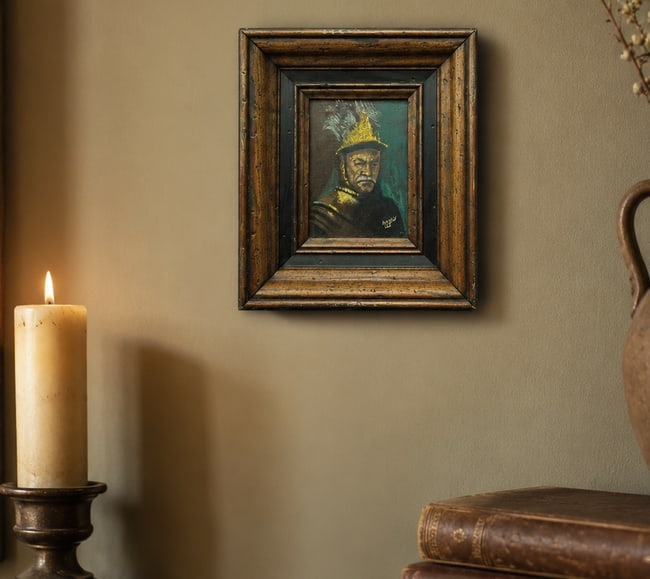 Signed Nancy Lee Framed Oil Portrait Painting of Historical Military Figure - 7