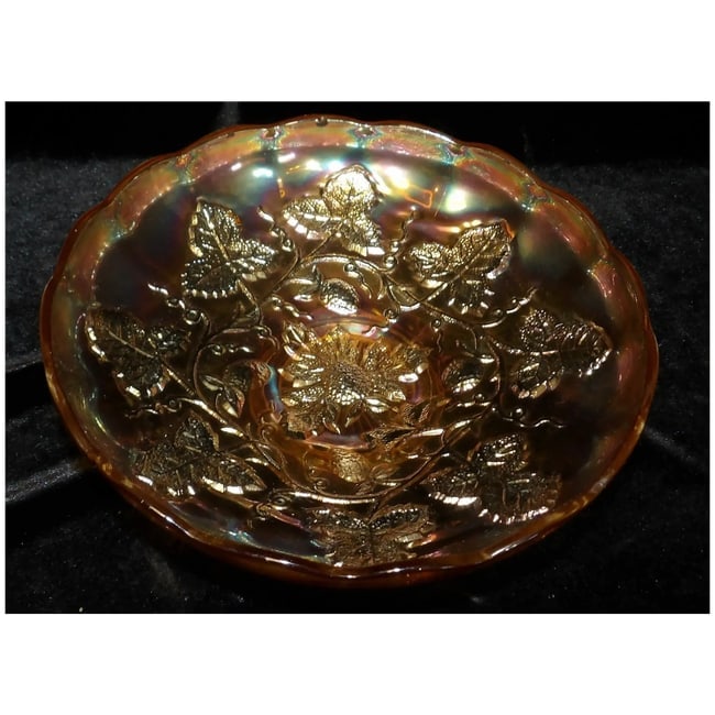 Rare Millersburg 8 1/4" Footed Strawberry Wreath Marigold Bowl - 3