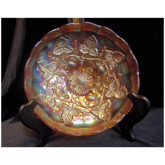 Rare Millersburg 8 1/4" Footed Strawberry Wreath Marigold Bowl - 5