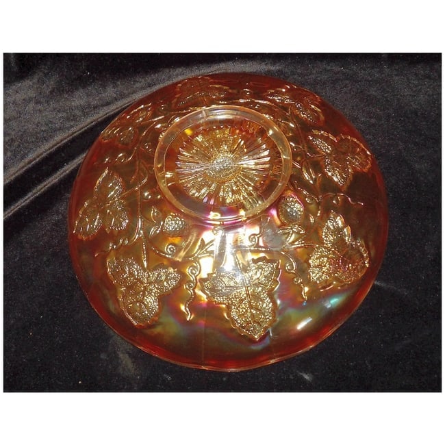 Rare Millersburg 8 1/4" Footed Strawberry Wreath Marigold Bowl - 7