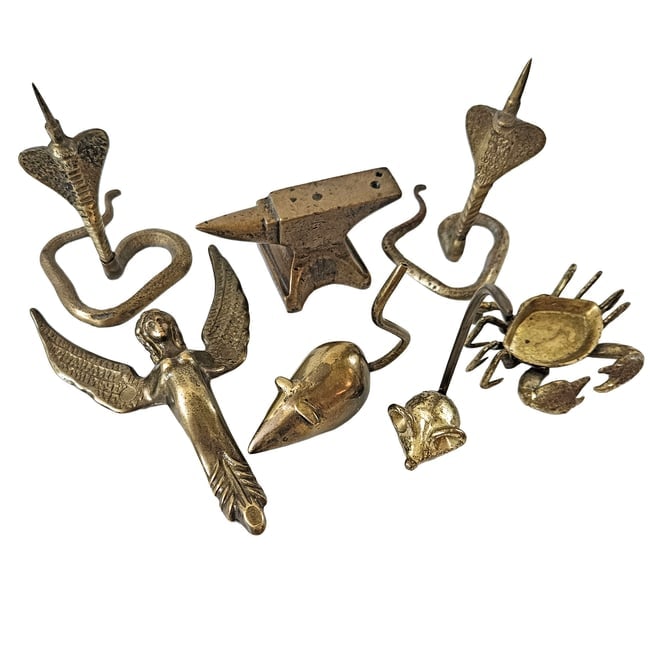 Mixed Brass Collection from Anvils and Angels to Crabs and Snakes - 2
