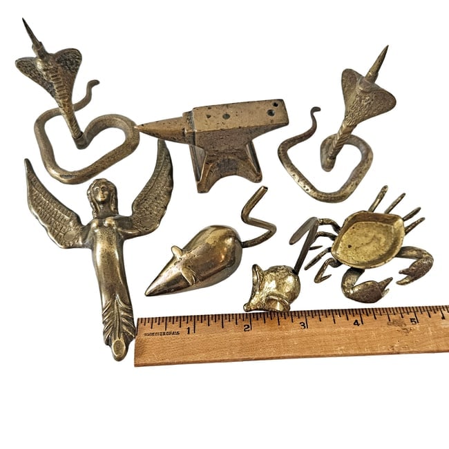 Mixed Brass Collection from Anvils and Angels to Crabs and Snakes - 3